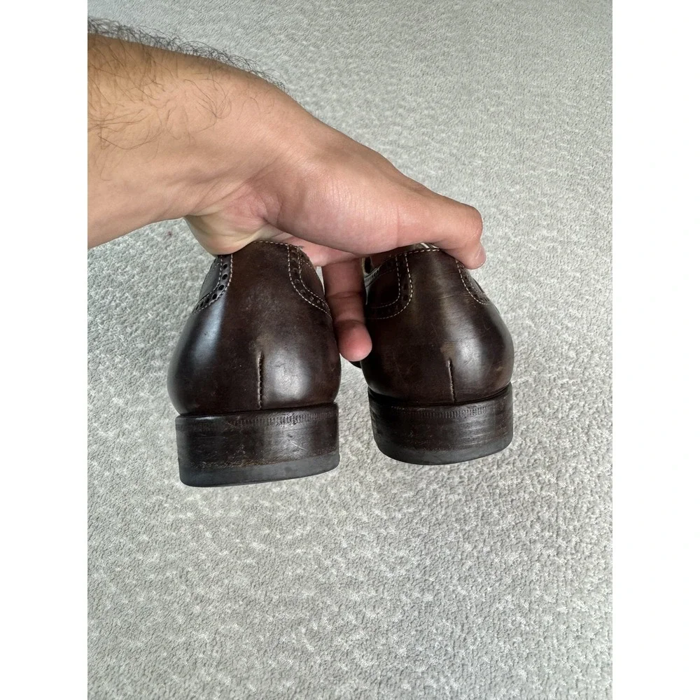 Romano Martegani Shoes Mens Size 10.5 A Brown Leather Wingtip Oxford Italy Dress